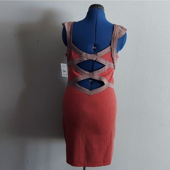 Womens Free People Cross My Heart Bodycon Dress Cutt Out Back Size Medium - Picture 5 of 12
